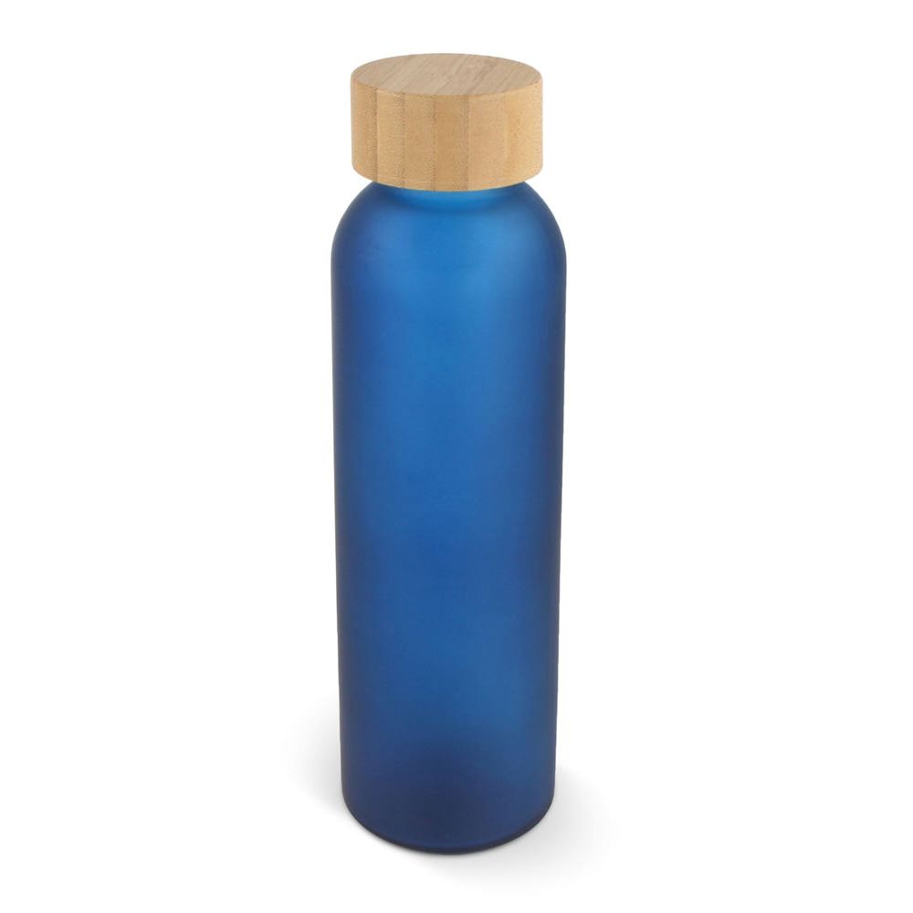 Bouteille d'eau verre &amp; bambou 500ml - Bleu foncé