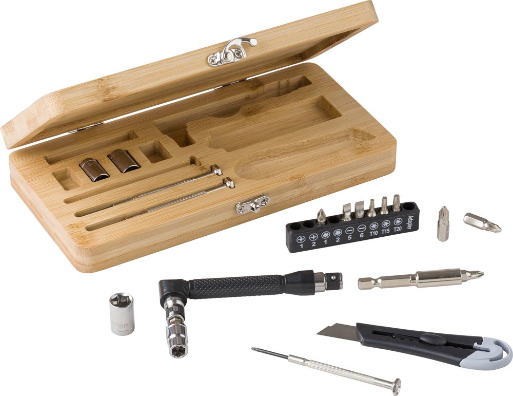Boîte à outils de 27 pièces en bambou Elmar