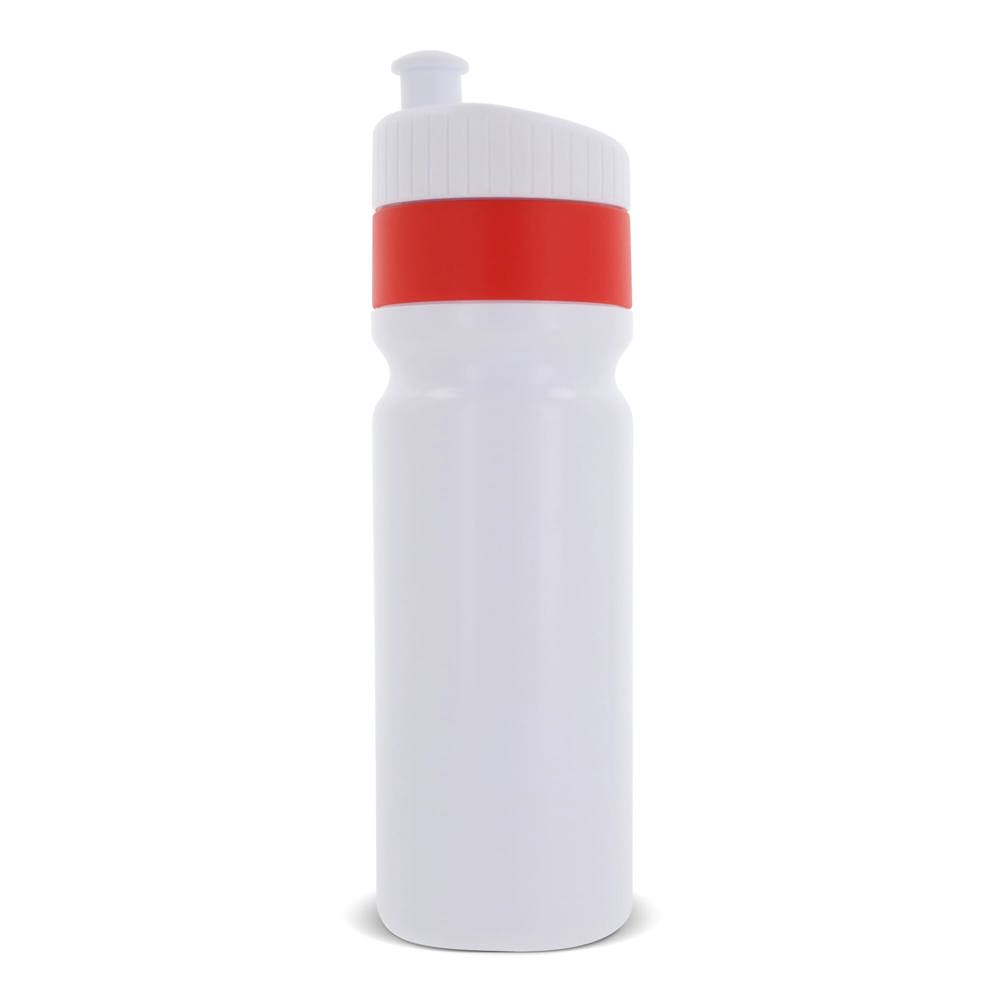 Bidon de sport avec bague 750ml - Blanc / Rouge