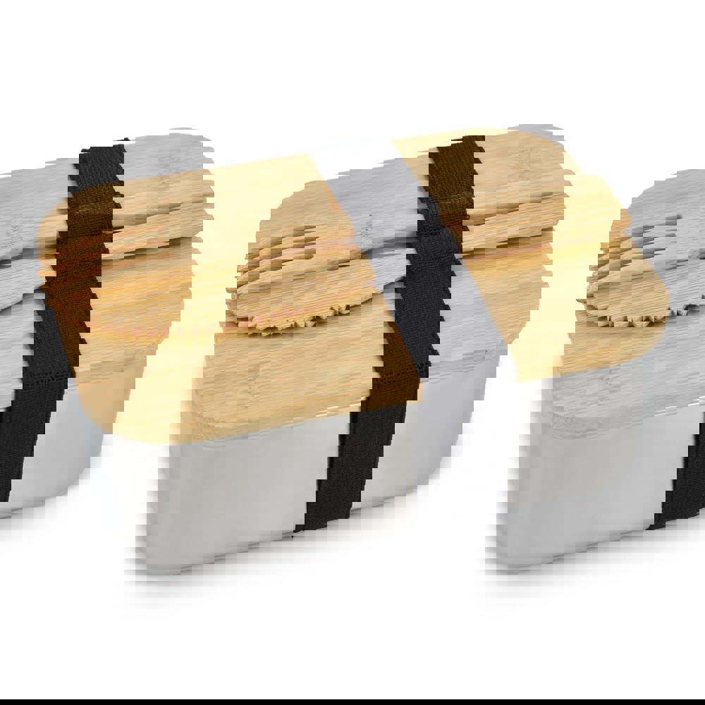 Boîte à lunch en acier inoxydable avec couvercle en bambou