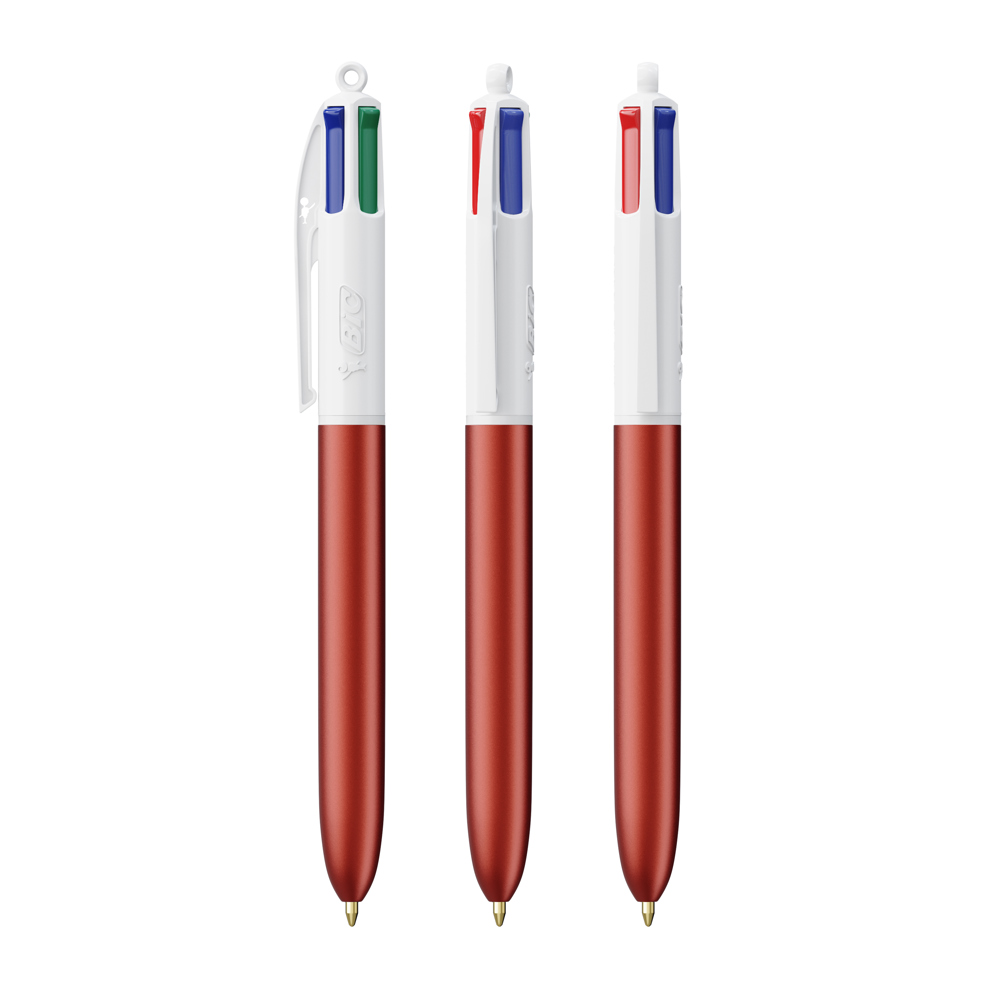 BIC® 4 Colours Glacé with Lanyard - Glacé rouge - blanc