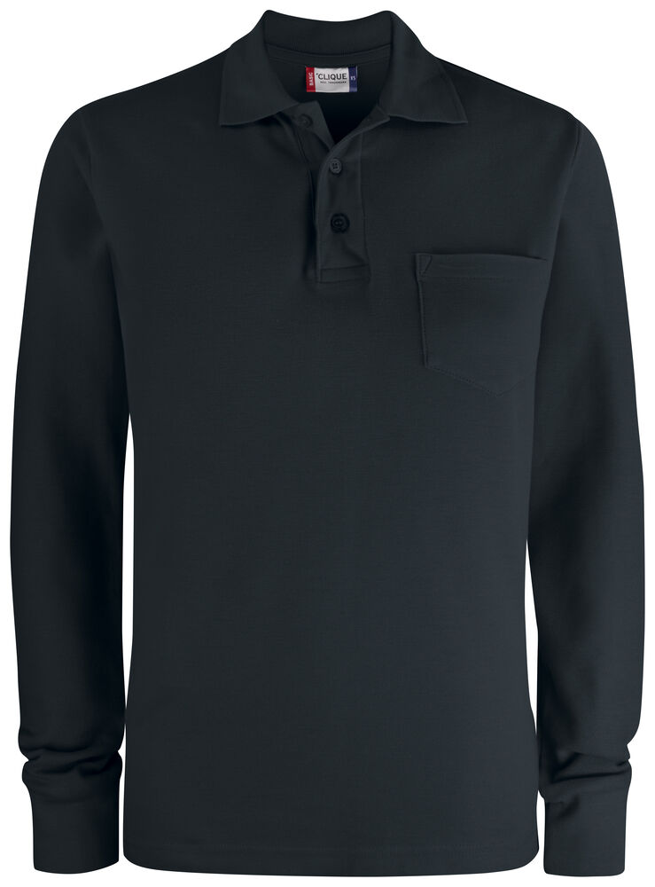 Clique - Basic Polo Pocket L/S - Noir