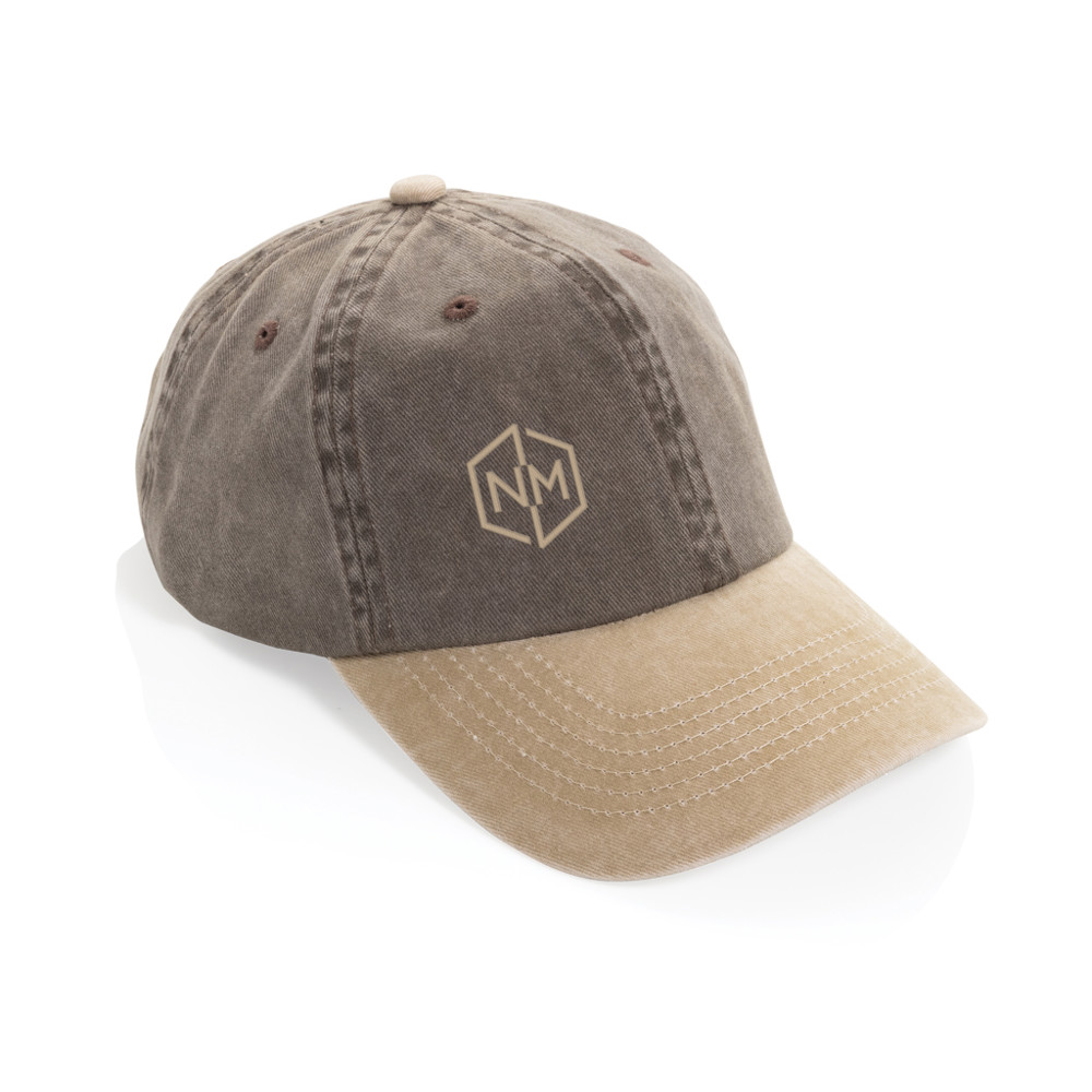 BEAU AWARE™ Washed 6 panel 270gsm cotton twill two tone cap