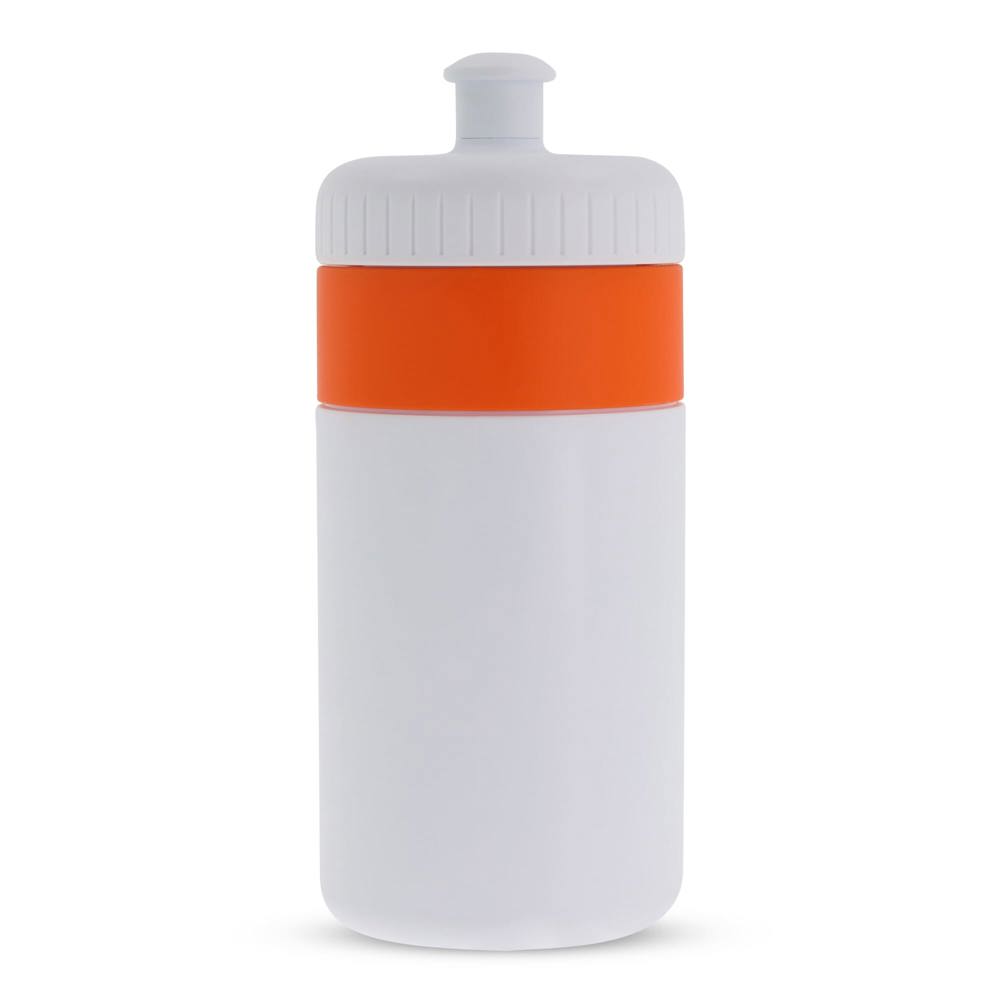 Bidon de sport avec bord 500ml - Blanc / Orange