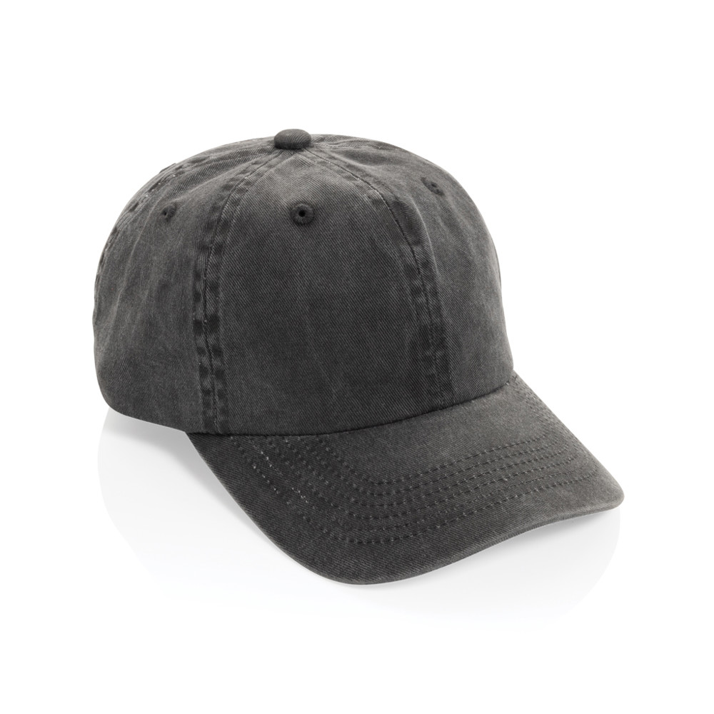 BEAU AWARE™ Washed 6 panel 270gsm cotton twill cap - zwart (± PMS Black)