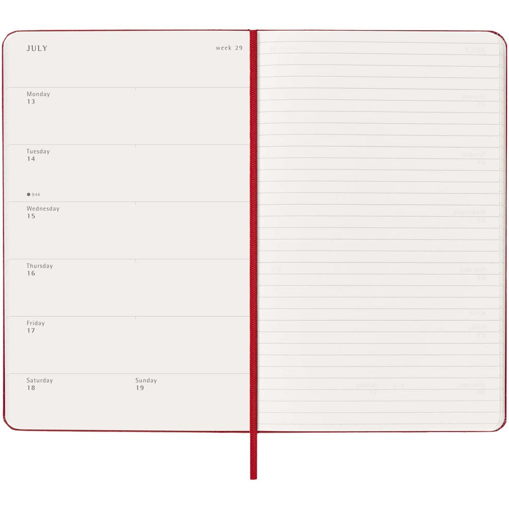 Agenda L hebdomadaire 12 mois Moleskine à couverture rigide