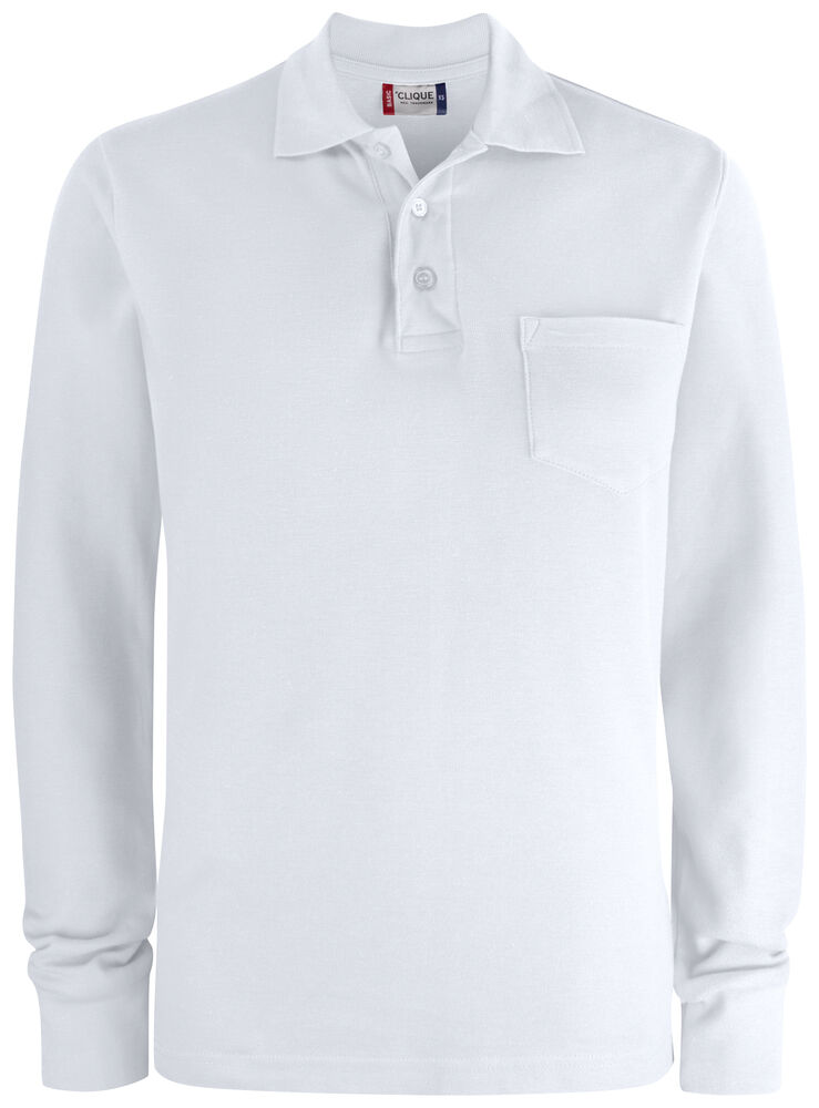 Clique - Basic Polo Pocket L/S - Blanc