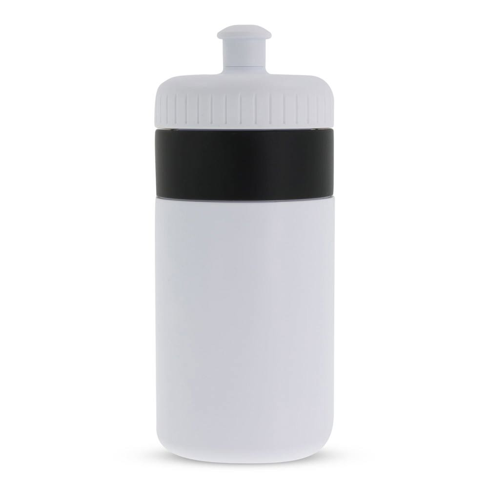 Bidon de sport avec bord 500ml - Blanc / Noir
