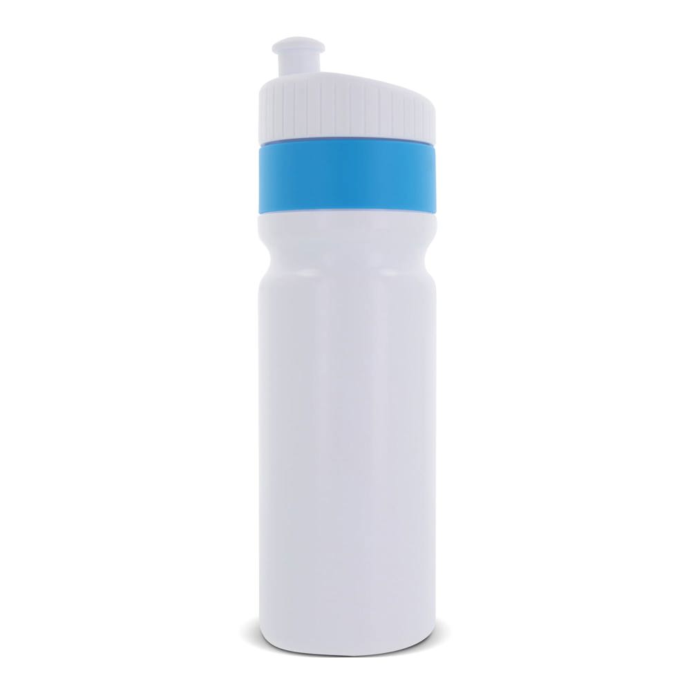 Bidon de sport avec bague 750ml - Blanc / Bleu clair