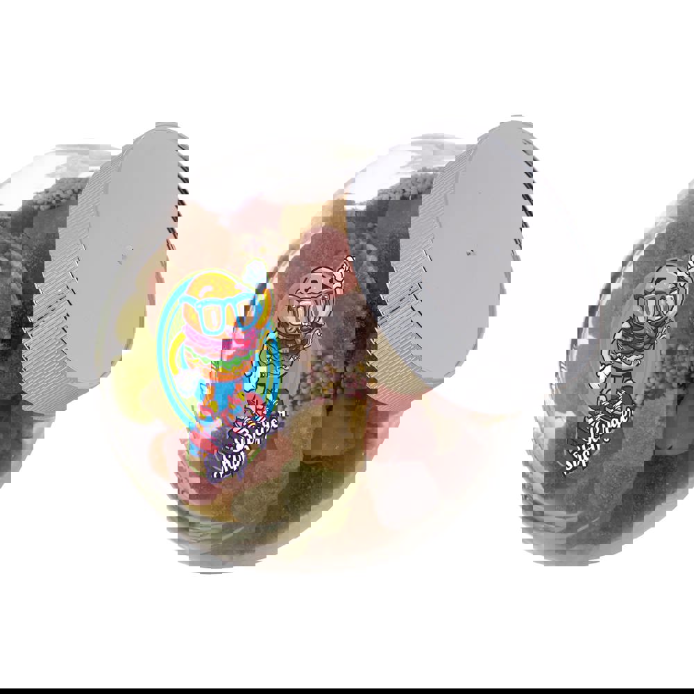 Klein glazen potje 0,4 liter, gevuld met snoep