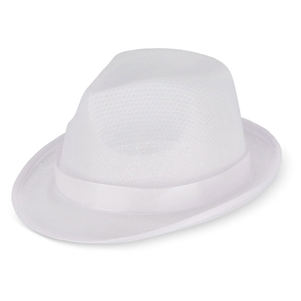 Chapeau en polyester avec bande - Blanc