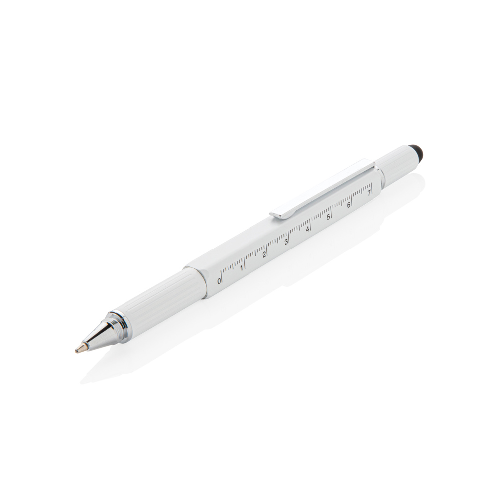 5-in-1 aluminium toolpen - wit (± PMS White)