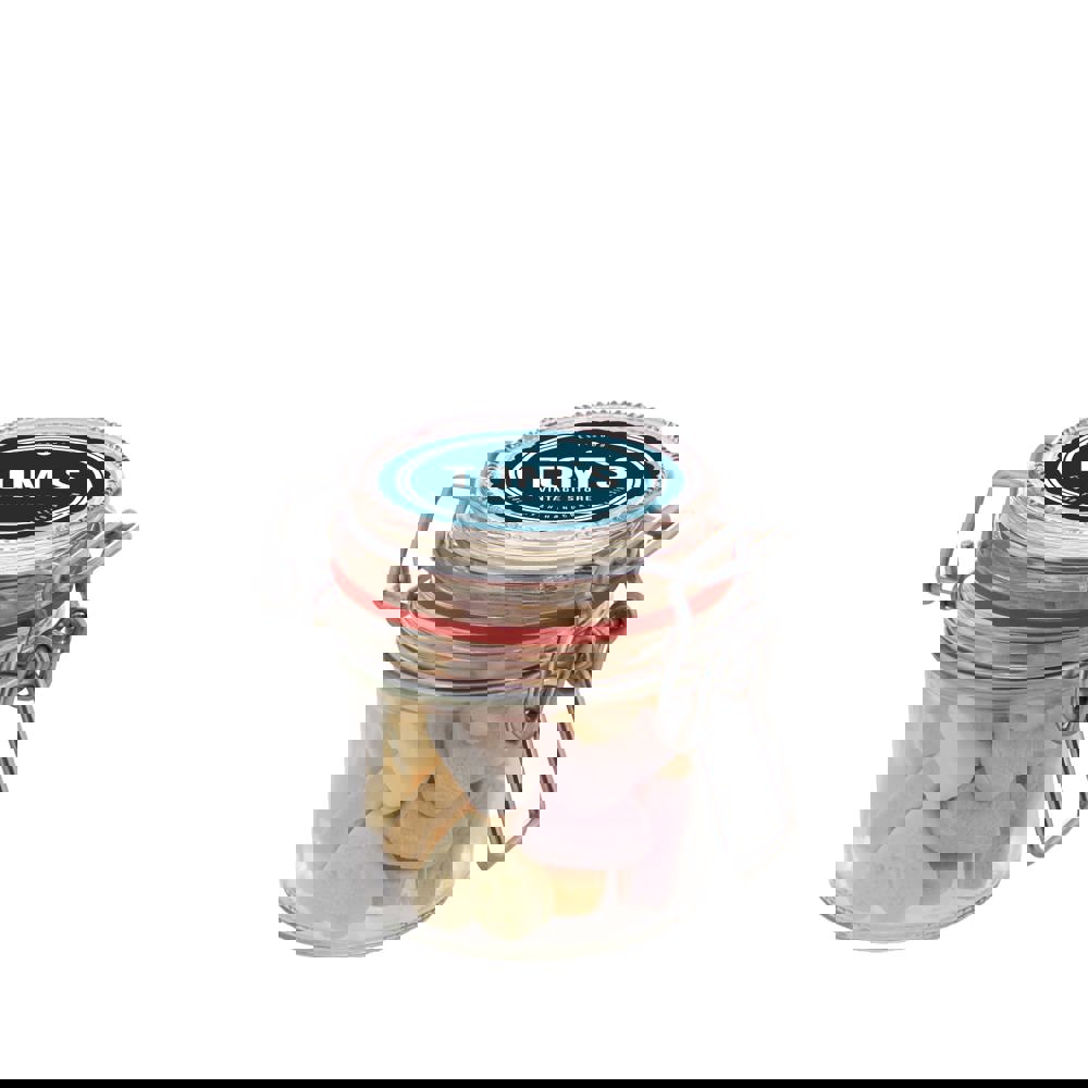 Weckpotje 0,13 liter, gevuld met snoep