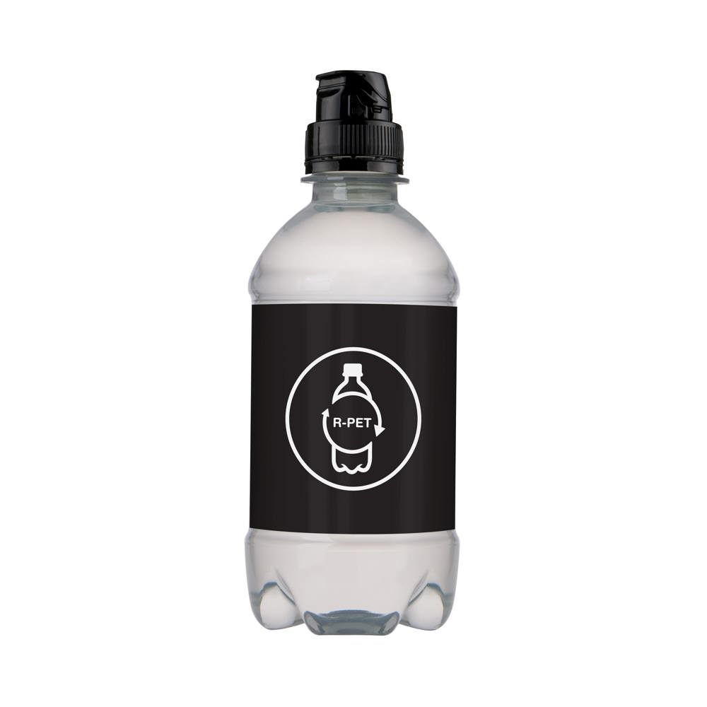 Bronwater 330 ml met sportdop - transparant/zwart
