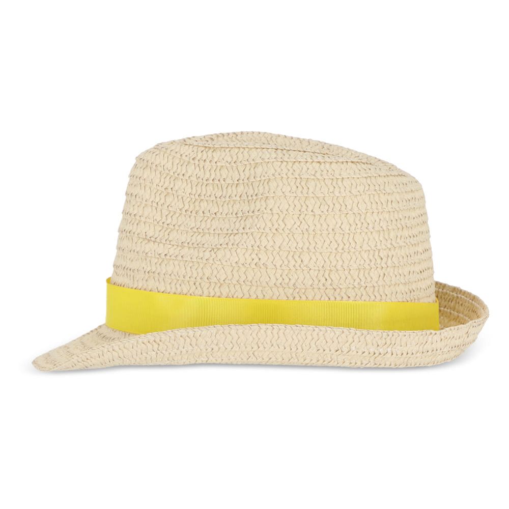 Chapeau de paille végétal avec bande colorée