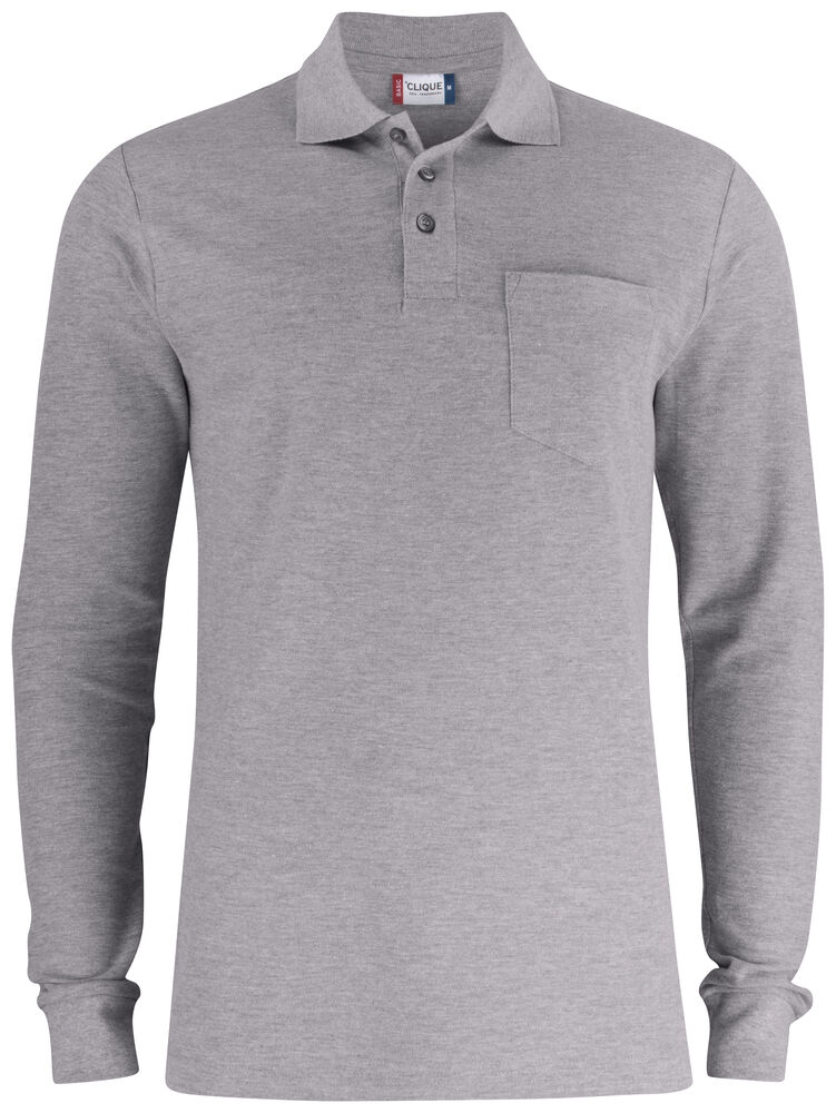 Clique - Basic Polo Pocket L/S - Grismélange
