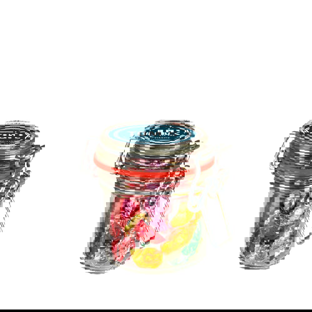 Weckpotje 0,13 liter, gevuld met snoep