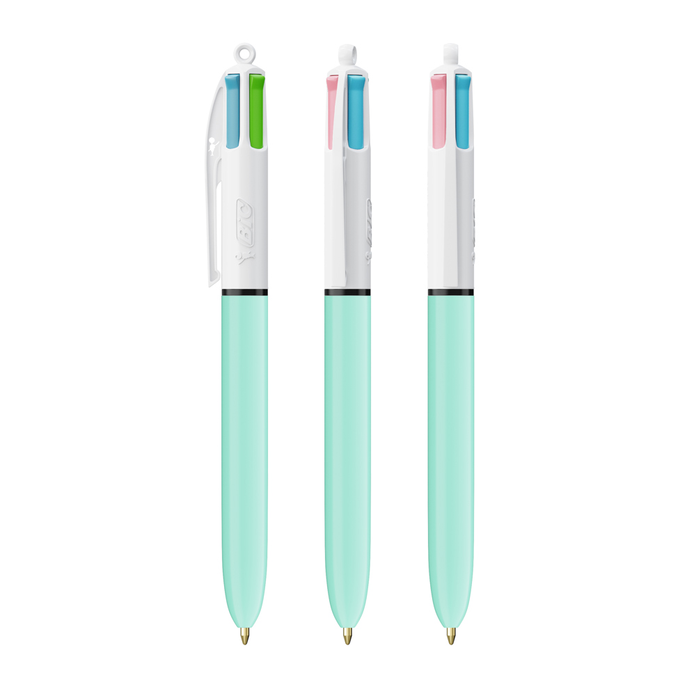 BIC® 4 Couleurs Fashion bille - Blanc/Bleu Clair
