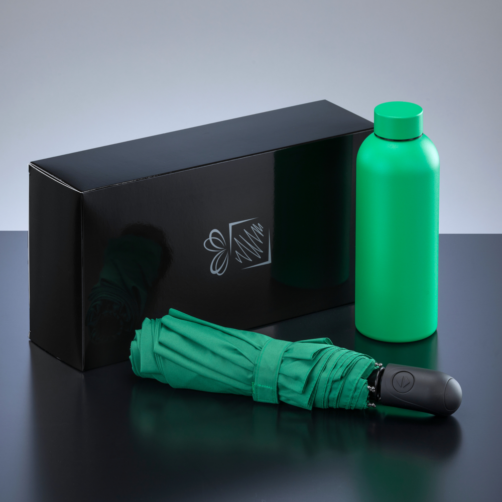 Active Set: thermische waterfles 500 ml & automatische paraplu - Lichtgroen
