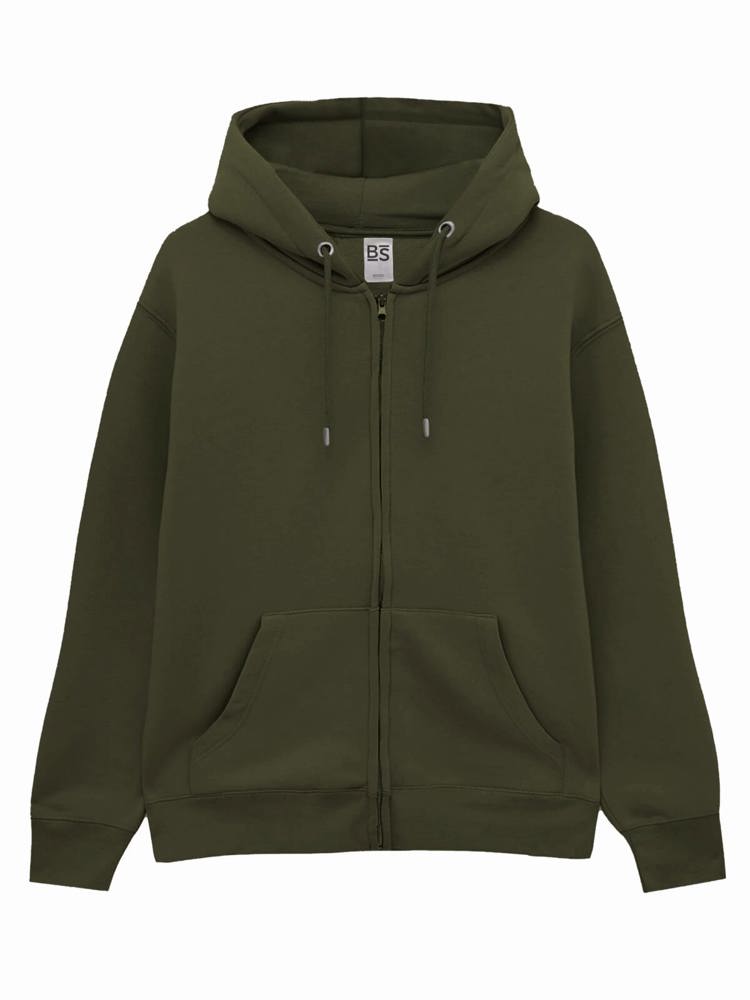 BS Vega sweat à capuche full zip, 280 gr/m² - Vert olive (PMS 418C)