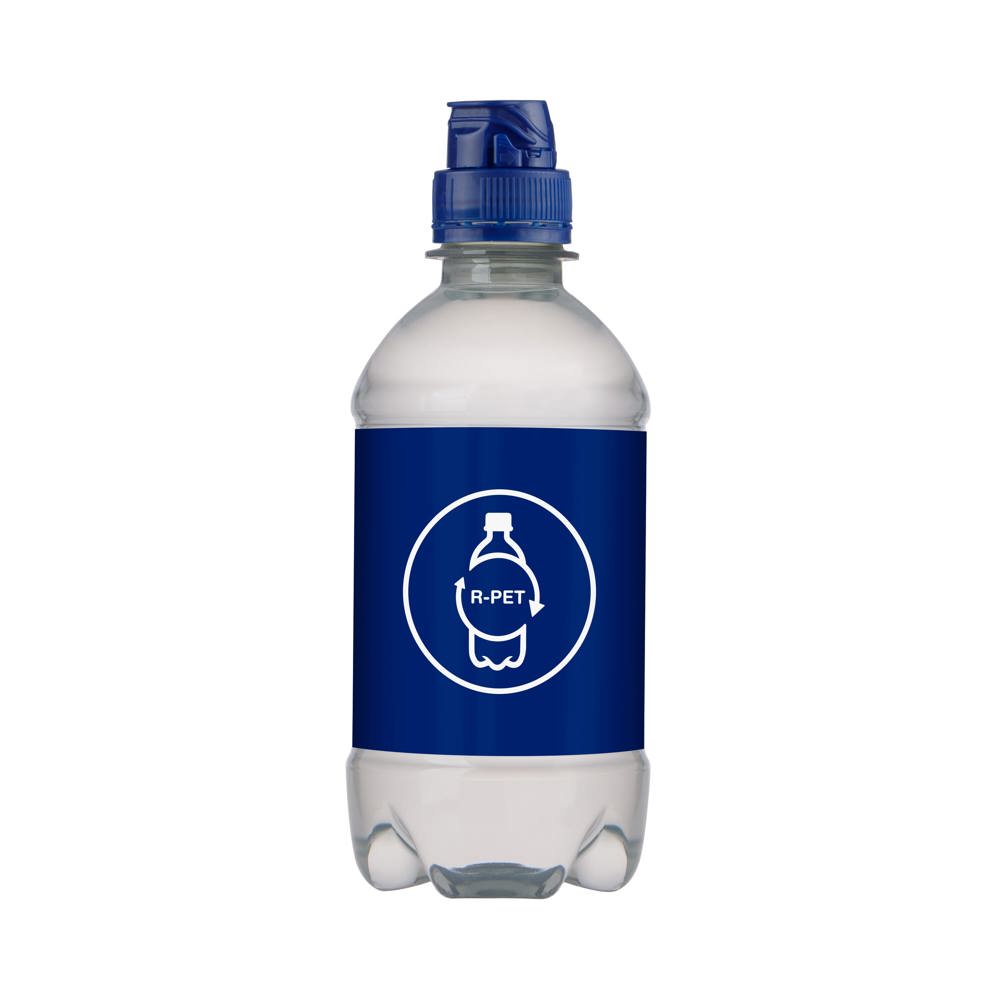 Bronwater 330 ml met sportdop - Transparant/Blauw