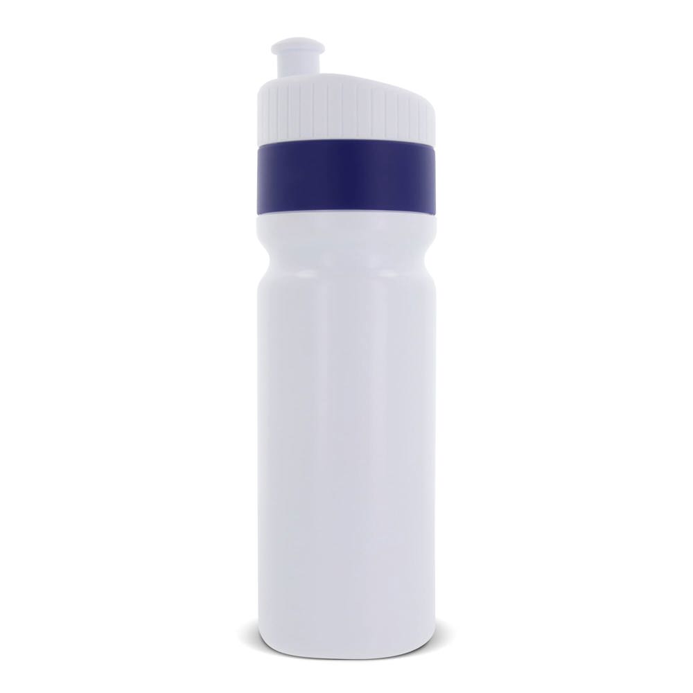 Bidon de sport avec bague 750ml - Blanc / Bleu foncé
