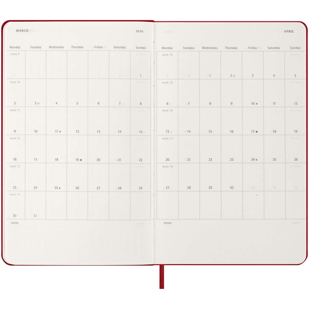 Agenda L hebdomadaire 12 mois Moleskine à couverture rigide