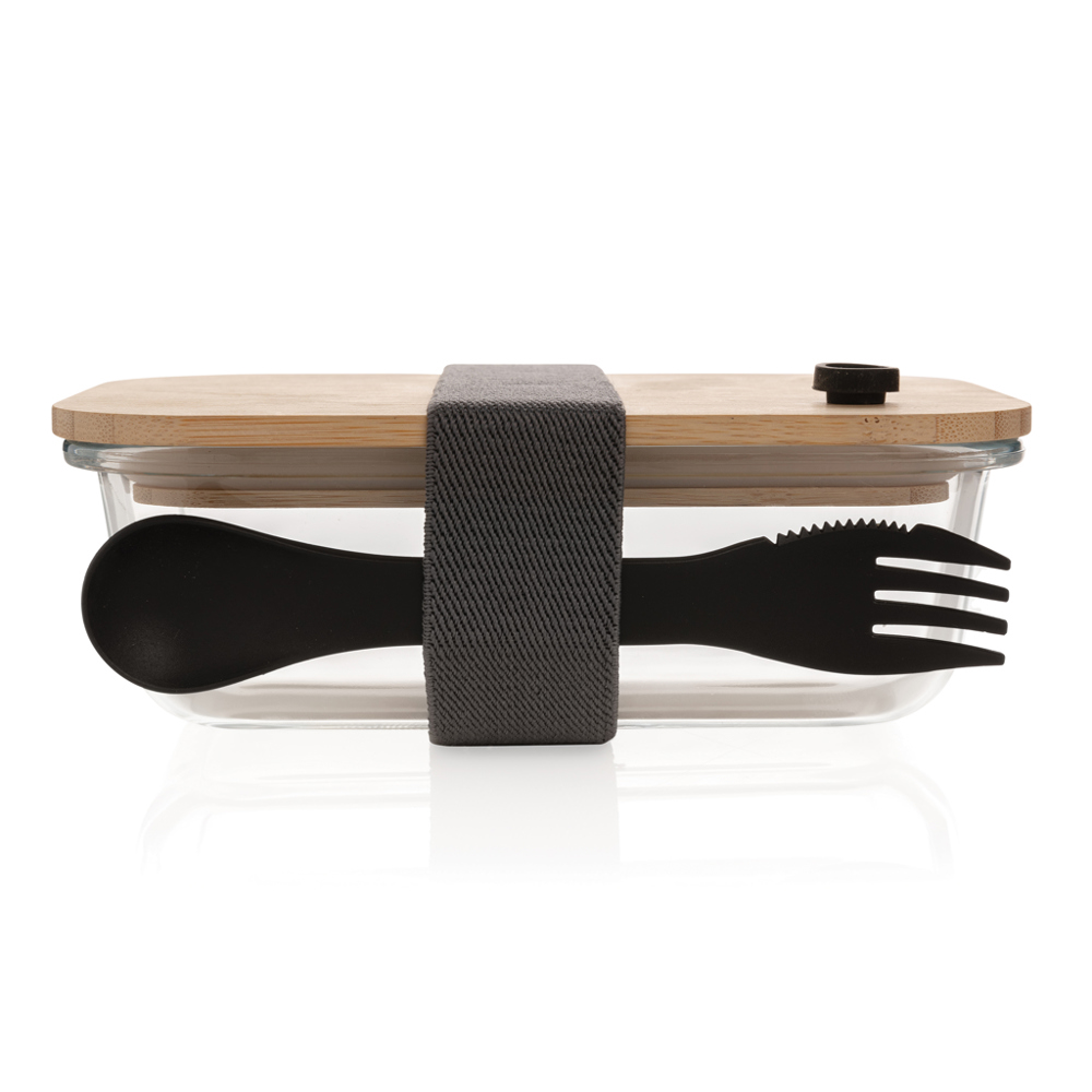 Boîte repas en verre avec couvercle en bambou