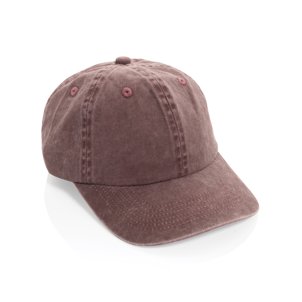 BEAU AWARE™ Washed 6 panel 270gsm cotton twill cap - rood (± PMS red)