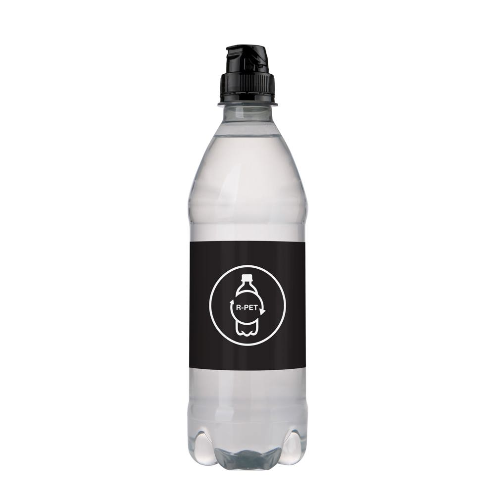 Bronwater 500 ml met sportdop - transparant/zwart