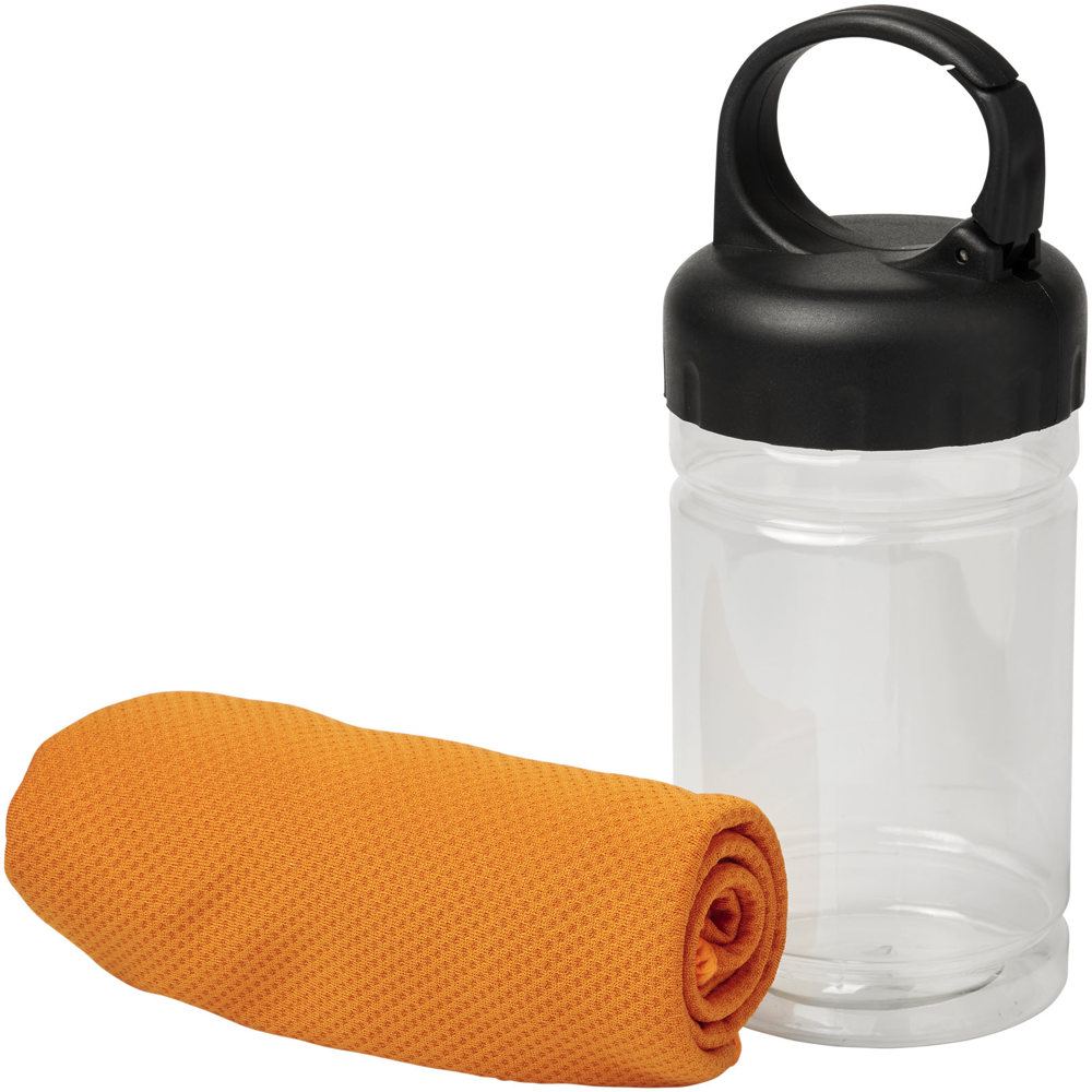 Serviette avec housse en PET Remy - Orange
