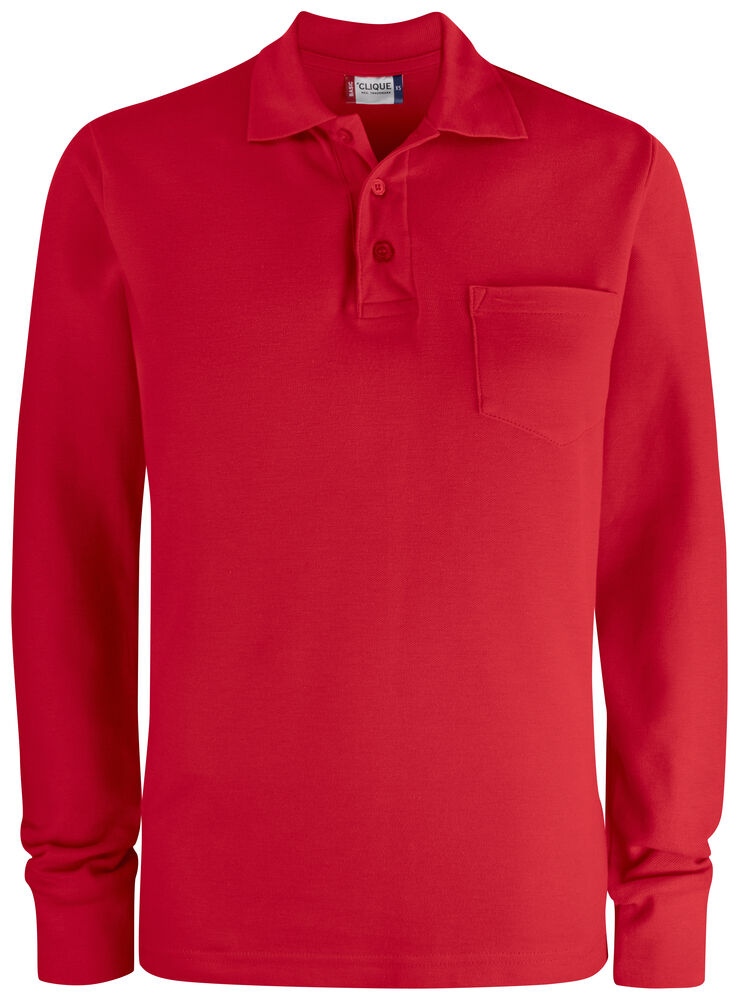 Clique - Basic Polo Pocket L/S - Rouge