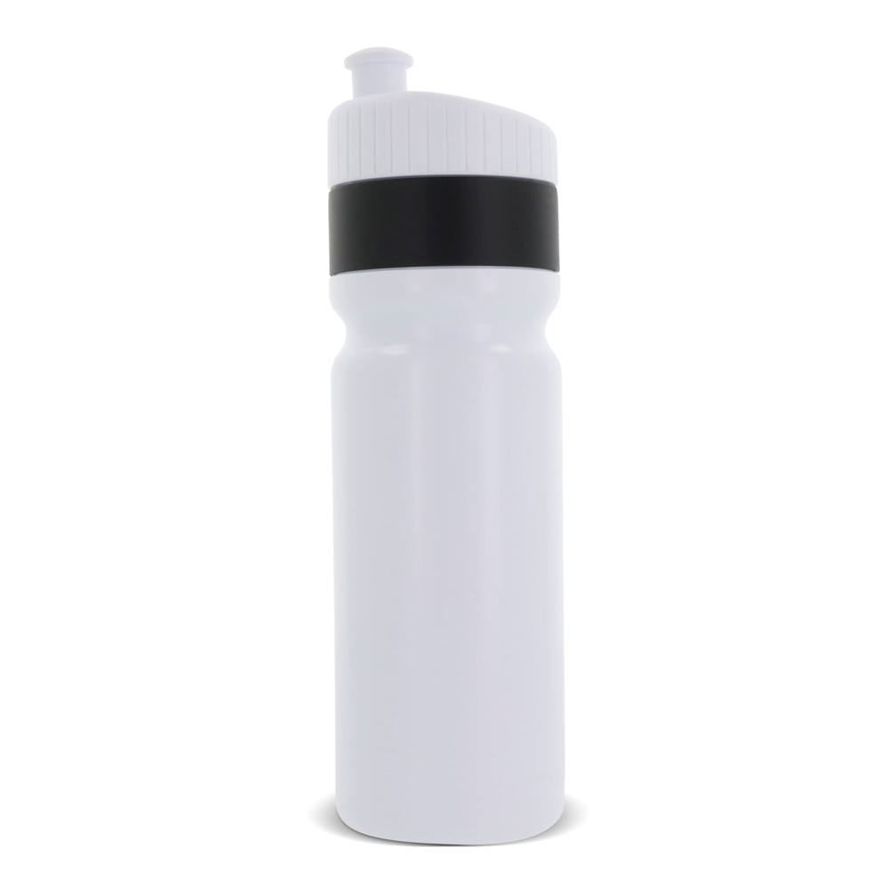 Bidon de sport avec bague 750ml - Blanc / Noir