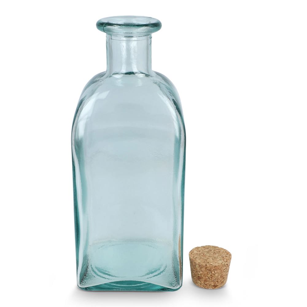 Bouteille en verre recyclé InSideOut Square ReuuZ avec bouchon en liège 1 L