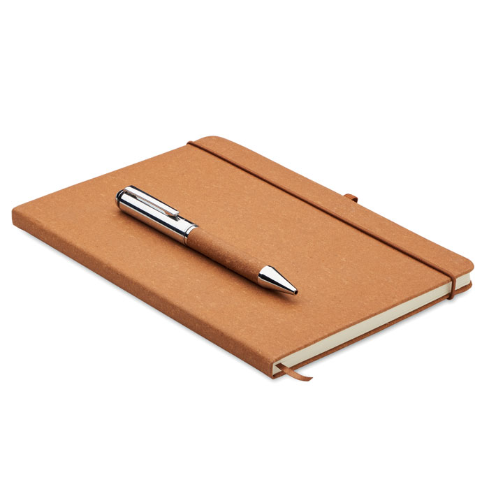 ELEGANOTE - Carnet en cuir recyclé et stylo - Beige