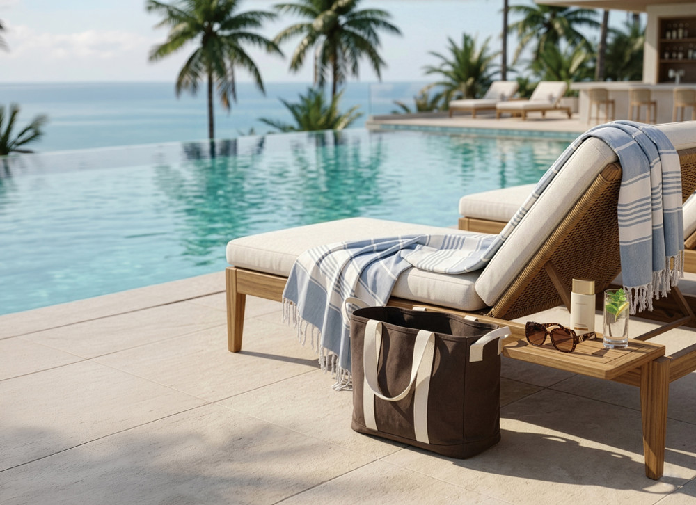 Sac de plage BEAU AWARE™ en toile recyclée 400 g/m², avec po