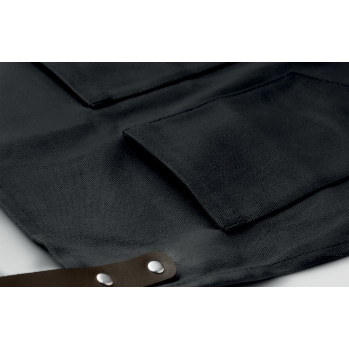 CHEF - Canvasschort met leren details