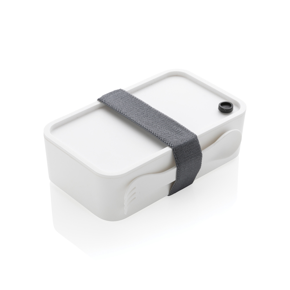 Boîte à Lunch en PP avec cuichette - blanc (± PMS White)