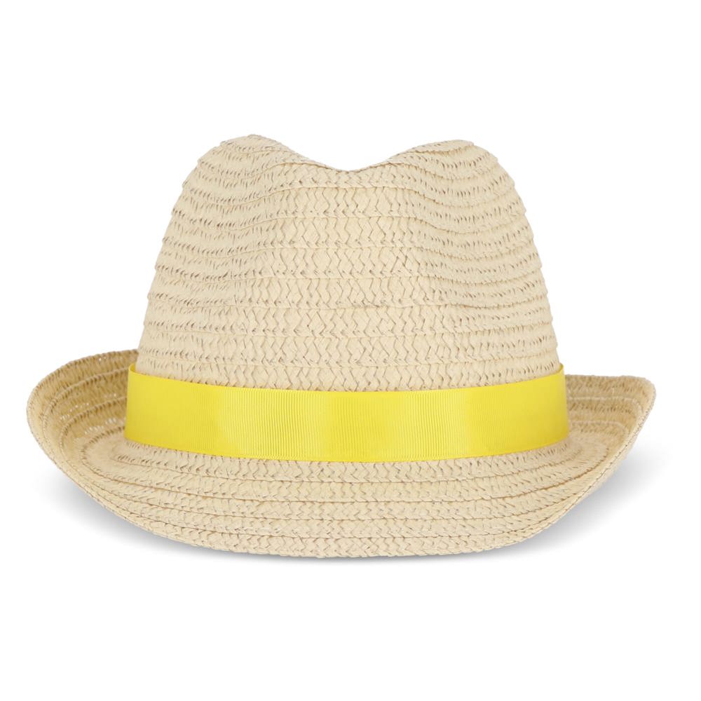 Chapeau de paille végétal avec bande colorée