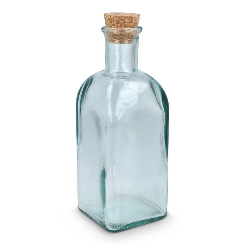 Bouteille en verre recyclé InSideOut Square ReuuZ avec bouchon en liège 500 ml