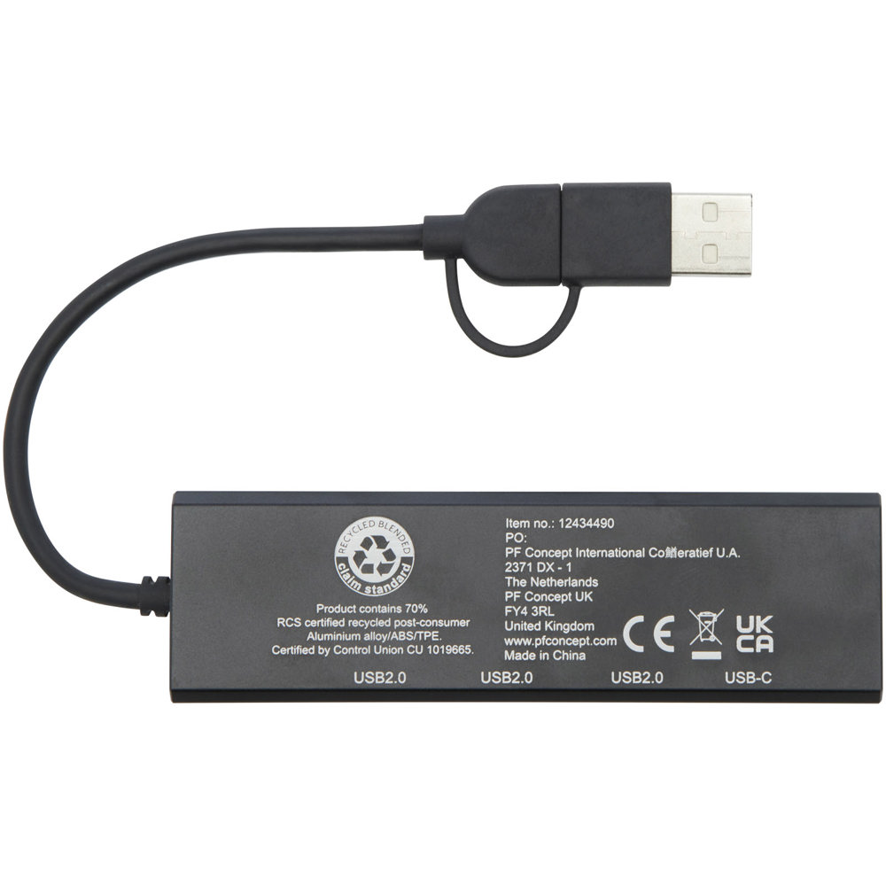 Concentrateur USB 2.0 Rise en aluminium recyclé certifié RCS