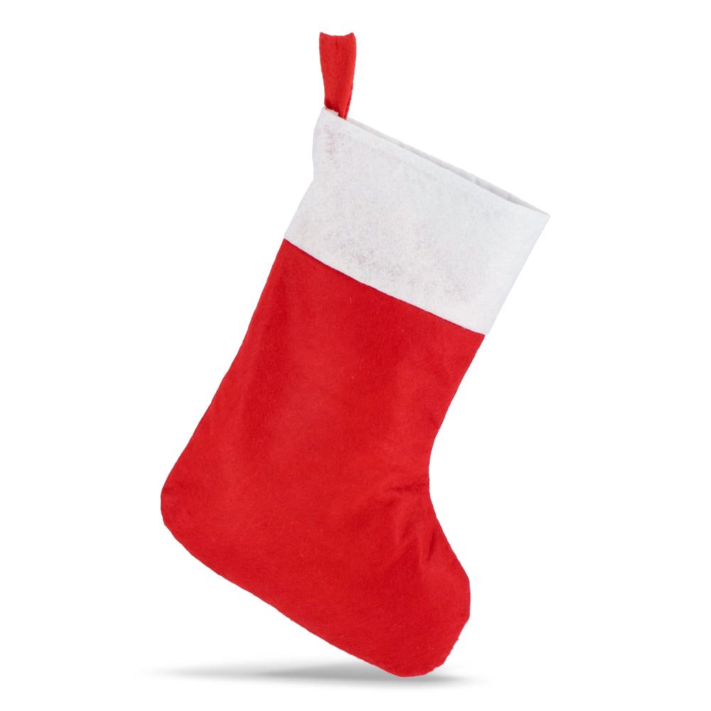 Bas de Noël en feutre 40 cm - Blanc / Rouge