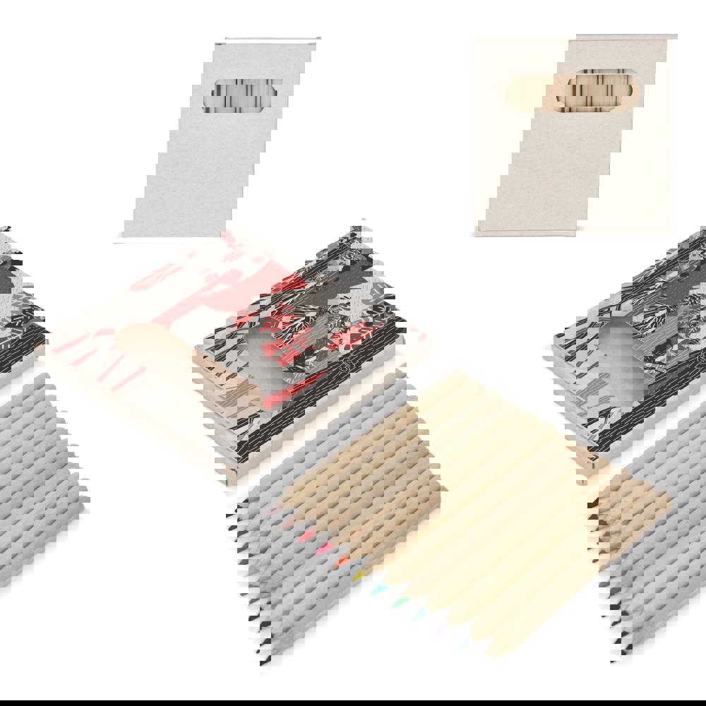 12 kleurpotloden in gerecyclede melkpakkenverpakking