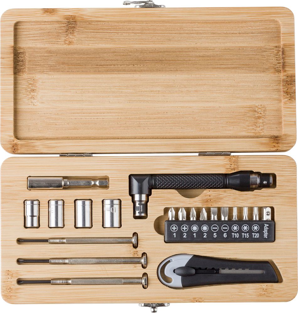 Boîte à outils de 27 pièces en bambou Elmar