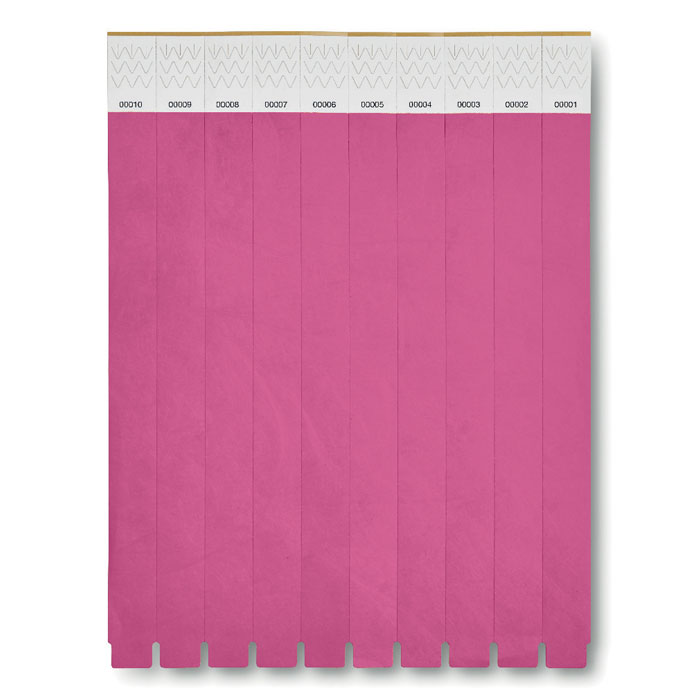 TYVEK - 1 Vel met 10 event armbandjes - fuchsia